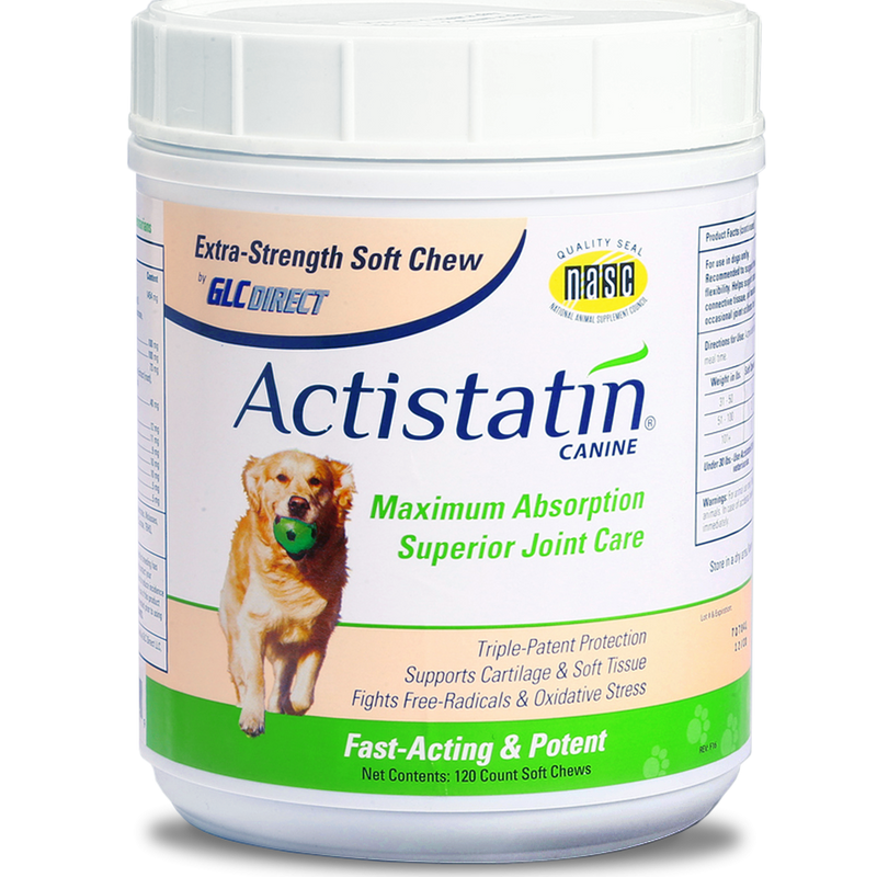 Actistatin Canine Glucosamine for Dogs - 120 Soft Chews, Hip and Joints